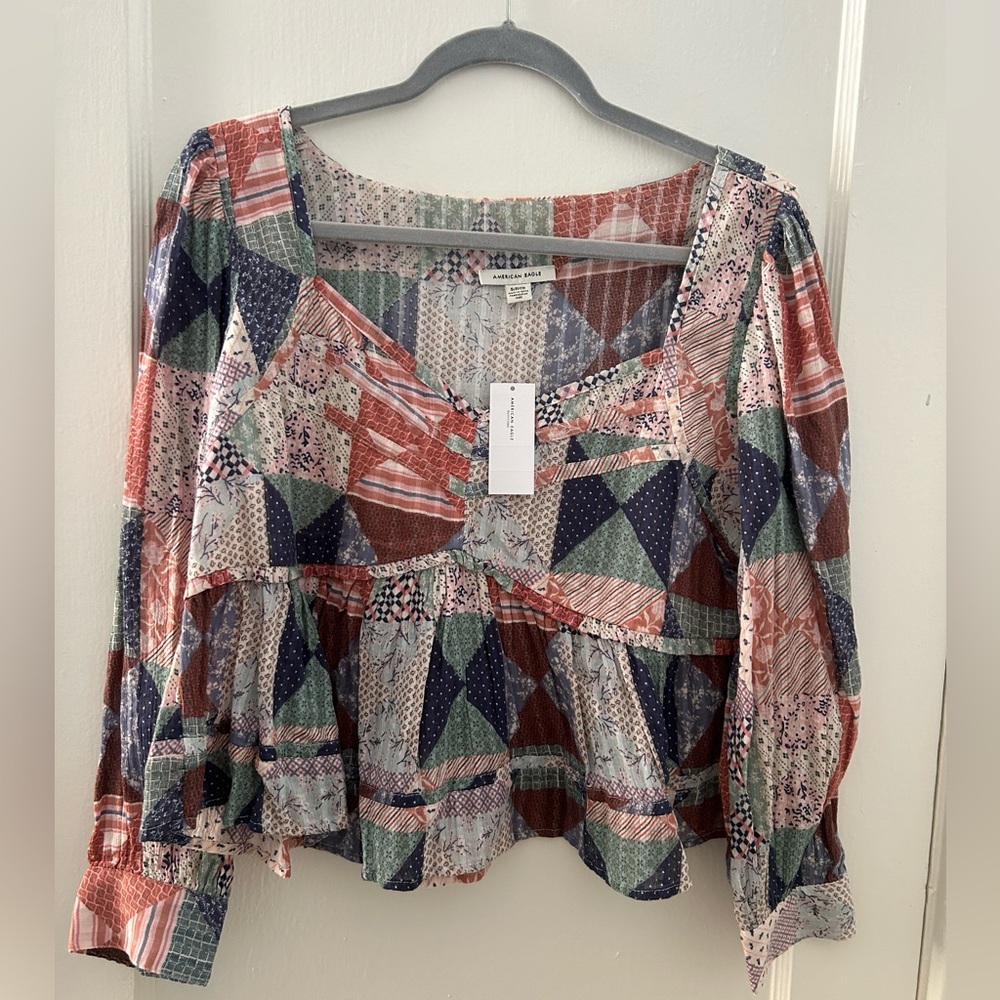 American Eagle Patchwork Blouse